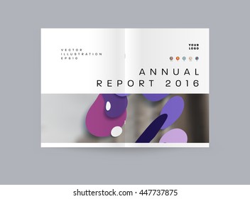 Abstract Background with Liquid Bubbles Shapes, Brochure Template Layout for Annual Report or Business Design. A4 Booklet. Circle Structures. Vector Illustration.