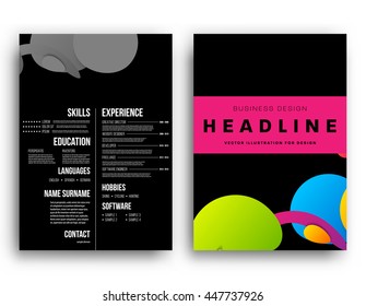 Abstract Background with Liquid Bubbles Shapes, Brochure Template Layout for Annual Report or Business Design. A4 Booklet. Circle Structures. Vector Illustration.