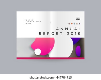Abstract Background with Liquid Bubbles Shapes, Brochure Template Layout for Annual Report or Business Design. A4 Booklet. Circle Structures. Vector Illustration.