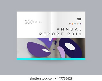 Abstract Background with Liquid Bubbles Shapes, Brochure Template Layout for Annual Report or Business Design. A4 Booklet. Circle Structures. Vector Illustration.