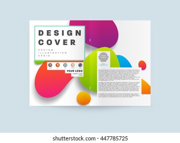 Resumen de fondo con formas de burbujas líquidas, diseño de plantilla de folleto para informe anual o diseño de negocio. Folleto A4. Estructuras de círculo. Ilustración vectorial.