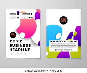 Abstract Background with Liquid Bubbles Shapes, Brochure Template Layout for Annual Report or Business Design. A4 Booklet. Circle Structures. Vector Illustration.