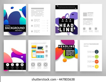 Abstract Background with Liquid Bubbles Shapes, Brochure Template Layout for Annual Report or Business Design. A4 Booklet. Circle Structures. Vector Illustration.