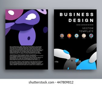 Abstract Background with Liquid Bubbles Shapes, Brochure Template Layout for Annual Report or Business Design. A4 Booklet. Circle Structures. Vector Illustration.