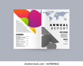 Abstract Background with Liquid Bubbles Shapes, Brochure Template Layout for Annual Report or Business Design. A4 Booklet. Circle Structures. Vector Illustration.