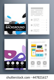 Abstract Background with Liquid Bubbles Shapes, Brochure Template Layout for Annual Report or Business Design. A4 Booklet. Circle Structures. Vector Illustration.
