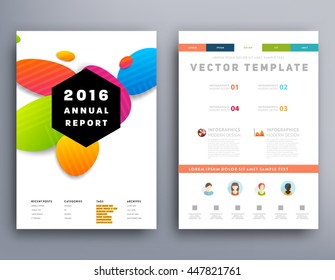 Abstract Background with Liquid Bubbles Shapes, Brochure Template Layout for Annual Report or Business Design. A4 Booklet. Circle Structures. Vector Illustration.