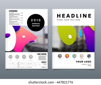 Abstract Background with Liquid Bubbles Shapes, Brochure Template Layout for Annual Report or Business Design. A4 Booklet. Circle Structures. Vector Illustration.