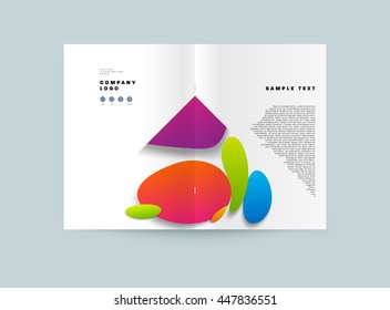Abstract Background with Liquid Bubbles Shapes, Brochure Template Layout for Annual Report or Business Design. A4 Booklet. Circle Structures. Vector Illustration.