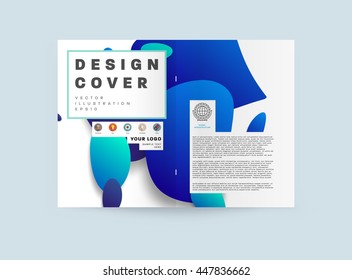 Abstract Background with Liquid Bubbles Shapes, Brochure Template Layout for Annual Report or Business Design. A4 Booklet. Circle Structures. Vector Illustration.
