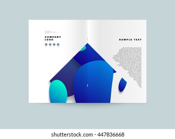 Abstract Background with Liquid Bubbles Shapes, Brochure Template Layout for Annual Report or Business Design. A4 Booklet. Circle Structures. Vector Illustration.