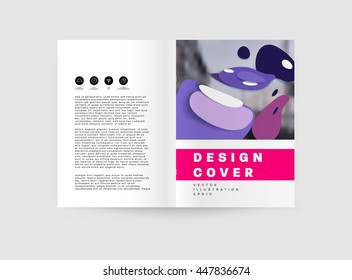Abstract Background with Liquid Bubbles Shapes, Brochure Template Layout for Annual Report or Business Design. A4 Booklet. Circle Structures. Vector Illustration.