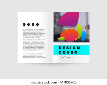 Abstract Background with Liquid Bubbles Shapes, Brochure Template Layout for Annual Report or Business Design. A4 Booklet. Circle Structures. Vector Illustration.