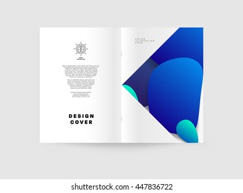 Abstract Background with Liquid Bubbles Shapes, Brochure Template Layout for Annual Report or Business Design. A4 Booklet. Circle Structures. Vector Illustration.