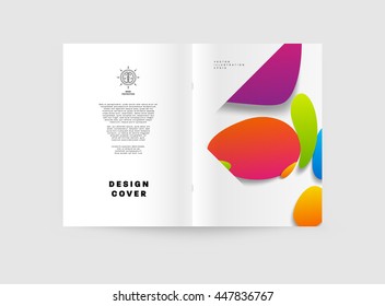 Abstract Background with Liquid Bubbles Shapes, Brochure Template Layout for Annual Report or Business Design. A4 Booklet. Circle Structures. Vector Illustration.