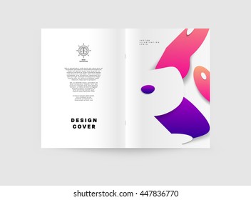 Abstract Background with Liquid Bubbles Shapes, Brochure Template Layout for Annual Report or Business Design. A4 Booklet. Circle Structures. Vector Illustration.