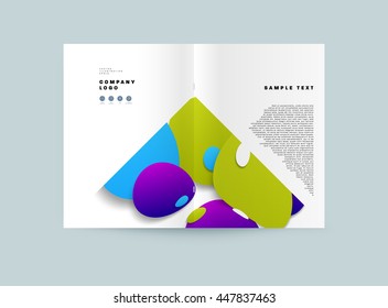 Resumen de fondo con formas de burbujas líquidas, diseño de plantilla de folleto para informe anual o diseño de negocio. Folleto A4. Estructuras de círculo. Ilustración vectorial.