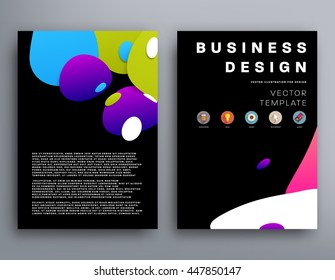 Abstract Background with Liquid Bubbles Shapes, Brochure Template Layout for Annual Report or Business Design. A4 Booklet. Circle Structures. Vector Illustration.