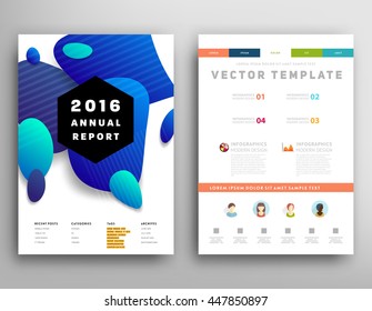 Abstract Background with Liquid Bubbles Shapes, Brochure Template Layout for Annual Report or Business Design. A4 Booklet. Circle Structures. Vector Illustration.