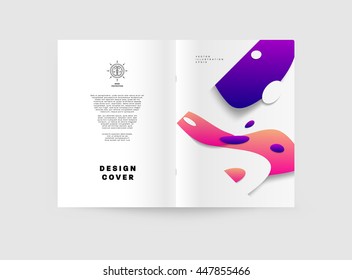 Abstract Background with Liquid Bubbles Shapes, Brochure Template Layout for Annual Report or Business Design. A4 Booklet. Circle Structures. Vector Illustration.
