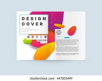 Abstract Background with Liquid Bubbles Shapes, Brochure Template Layout for Annual Report or Business Design. A4 Booklet. Circle Structures. Vector Illustration.