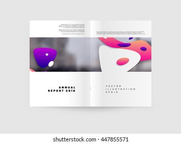 Abstract Background with Liquid Bubbles Shapes, Brochure Template Layout for Annual Report or Business Design. A4 Booklet. Circle Structures. Vector Illustration.