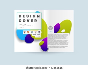 Abstract Background with Liquid Bubbles Shapes, Brochure Template Layout for Annual Report or Business Design. A4 Booklet. Circle Structures. Vector Illustration.