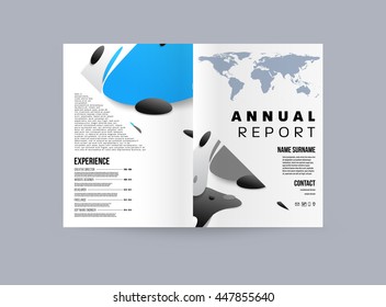 Abstract Background with Liquid Bubbles Shapes, Brochure Template Layout for Annual Report or Business Design. A4 Booklet. Circle Structures. Vector Illustration.