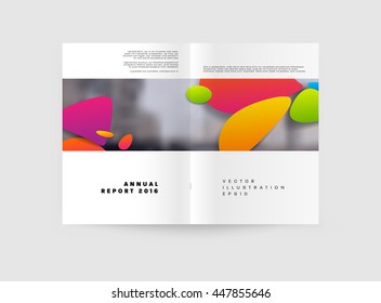 Abstract Background with Liquid Bubbles Shapes, Brochure Template Layout for Annual Report or Business Design. A4 Booklet. Circle Structures. Vector Illustration.