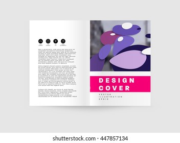 Abstract Background with Liquid Bubbles Shapes, Brochure Template Layout for Annual Report or Business Design. A4 Booklet. Circle Structures. Vector Illustration.