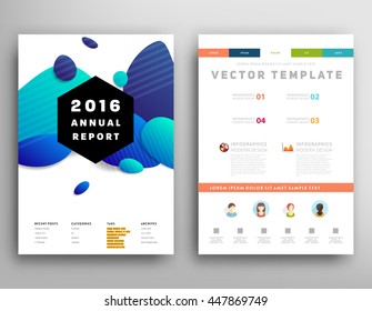 Abstract Background with Liquid Bubbles Shapes, Brochure Template Layout for Annual Report or Business Design. A4 Booklet. Circle Structures. Vector Illustration.