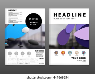 Abstract Background with Liquid Bubbles Shapes, Brochure Template Layout for Annual Report or Business Design. A4 Booklet. Circle Structures. Vector Illustration.