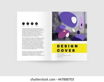 Abstract Background with Liquid Bubbles Shapes, Brochure Template Layout for Annual Report or Business Design. A4 Booklet. Circle Structures. Vector Illustration.