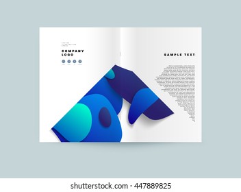 Abstract Background with Liquid Bubbles Shapes, Brochure Template Layout for Annual Report or Business Design. A4 Booklet. Circle Structures. Vector Illustration.