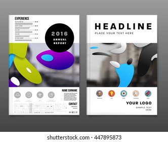 Abstract Background with Liquid Bubbles Shapes, Brochure Template Layout for Annual Report or Business Design. A4 Booklet. Circle Structures. Vector Illustration.
