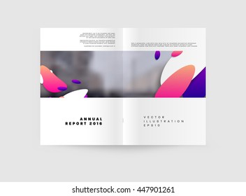 Abstract Background with Liquid Bubbles Shapes, Brochure Template Layout for Annual Report or Business Design. A4 Booklet. Circle Structures. Vector Illustration.