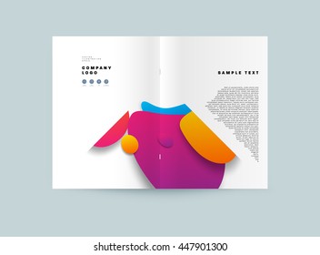 Abstract Background with Liquid Bubbles Shapes, Brochure Template Layout for Annual Report or Business Design. A4 Booklet. Circle Structures. Vector Illustration.