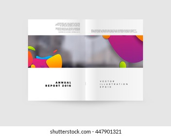 Abstract Background with Liquid Bubbles Shapes, Brochure Template Layout for Annual Report or Business Design. A4 Booklet. Circle Structures. Vector Illustration.