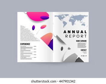 Abstract Background with Liquid Bubbles Shapes, Brochure Template Layout for Annual Report or Business Design. A4 Booklet. Circle Structures. Vector Illustration.