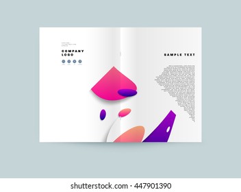 Abstract Background with Liquid Bubbles Shapes, Brochure Template Layout for Annual Report or Business Design. A4 Booklet. Circle Structures. Vector Illustration.