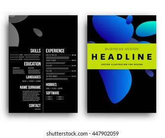 Abstract Background with Liquid Bubbles Shapes, Brochure Template Layout for Annual Report or Business Design. A4 Booklet. Circle Structures. Vector Illustration.