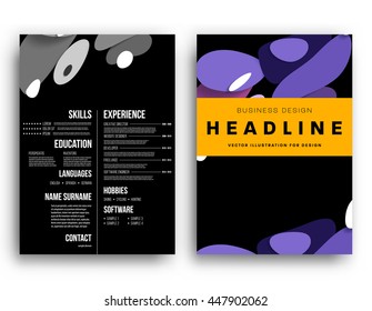 Abstract Background with Liquid Bubbles Shapes, Brochure Template Layout for Annual Report or Business Design. A4 Booklet. Circle Structures. Vector Illustration.