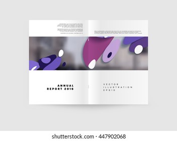 Abstract Background with Liquid Bubbles Shapes, Brochure Template Layout for Annual Report or Business Design. A4 Booklet. Circle Structures. Vector Illustration.