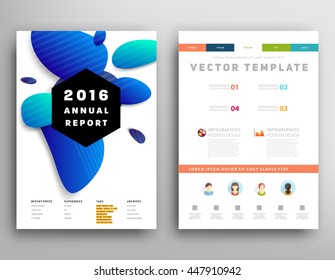 Abstract Background with Liquid Bubbles Shapes, Brochure Template Layout for Annual Report or Business Design. A4 Booklet. Circle Structures. Vector Illustration.