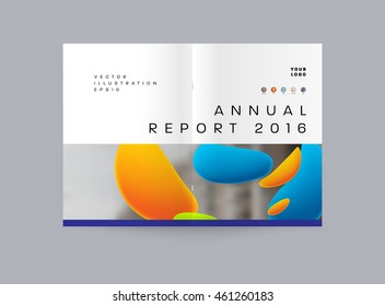 Abstract Background with Liquid Bubbles Shapes, Brochure Template Layout for Annual Report or Business Design. A4 Booklet. Circle Structures. Vector Illustration.
