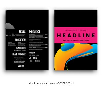 Abstract Background with Liquid Bubbles Shapes, Brochure Template Layout for Annual Report or Business Design. A4 Booklet. Circle Structures. Vector Illustration.