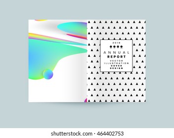 Abstract Background with Liquid Bubbles Shapes, Brochure Template Layout for Annual Report or Business Design. A4 Booklet. Circle Structures. Vector Illustration.