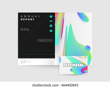 Abstract Background with Liquid Bubbles Shapes, Brochure Template Layout for Annual Report or Business Design. A4 Booklet. Circle Structures. Vector Illustration.