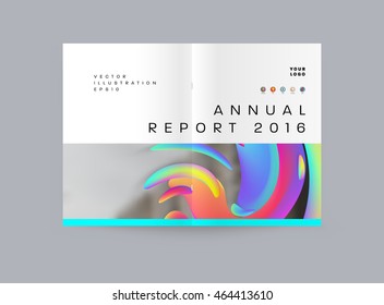 Abstract Background with Liquid Bubbles Shapes, Brochure Template Layout for Annual Report or Business Design. A4 Booklet. Circle Structures. Vector Illustration.