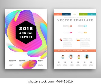 Abstract Background with Liquid Bubbles Shapes, Brochure Template Layout for Annual Report or Business Design. A4 Booklet. Circle Structures. Vector Illustration.